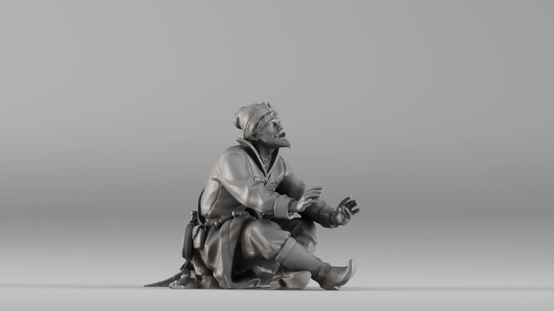 001658 Medieval Peasant Detailed Sitting Character 3D Print Model .c4d .max .obj .3ds .fbx .stl .blend 