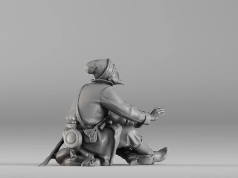 001658 Medieval Peasant Detailed Sitting Character 3D Print Model