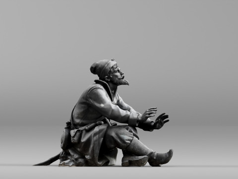 001658 Medieval Peasant Detailed Sitting Character 3Dプリントモデル