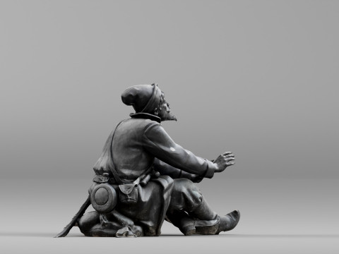 001658 Medieval Peasant Detailed Sitting Character 3Dプリントモデル