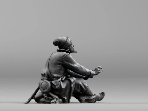 001658 Medieval Peasant Detailed Sitting Character 3D Print Model