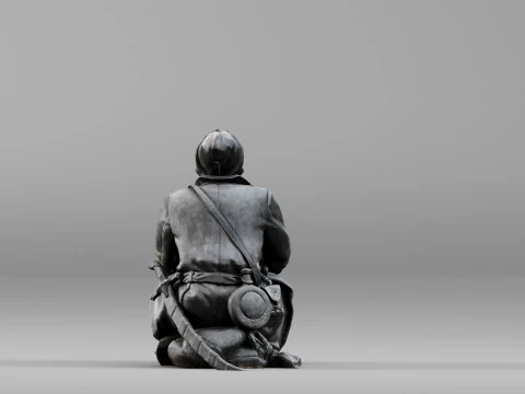 001658 Medieval Peasant Detailed Sitting Character 3D Print Model