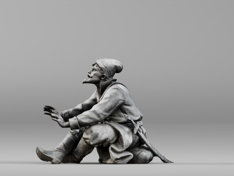 001658 Medieval Peasant Detailed Sitting Character 3Dプリントモデル