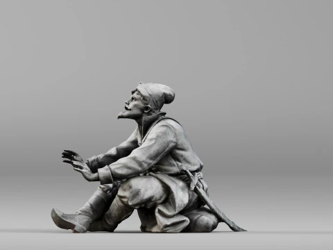 001658 Medieval Peasant Detailed Sitting Character 3D Print Model
