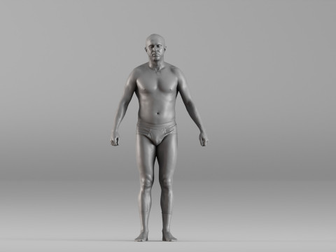 S00115 Male Base Anatomy Scanned Human Body Modèles 3D en vedette