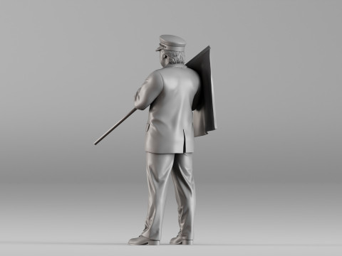 S00113 Train Station Master Holding a Flag 3dp Model do druku 3D