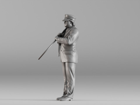 S00113 Train Station Master Holding a Flag 3dp Model do druku 3D