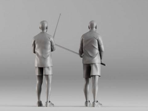 S00107 Fishermen with Rods Realistic Duo Figurine 3D प्रिंट मॉडल