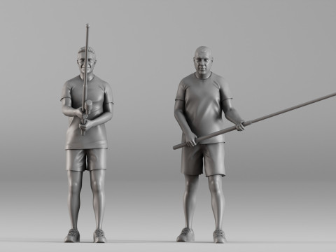 S00107 Fishermen with Rods Realistic Duo Figurine 3D प्रिंट मॉडल