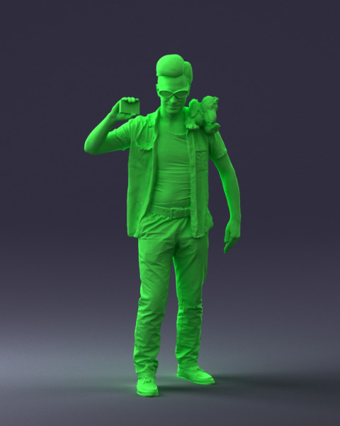 000304 Detective with Parrot 1101 3dp Model do druku 3D .c4d .max .obj .3ds .fbx .stl .blend