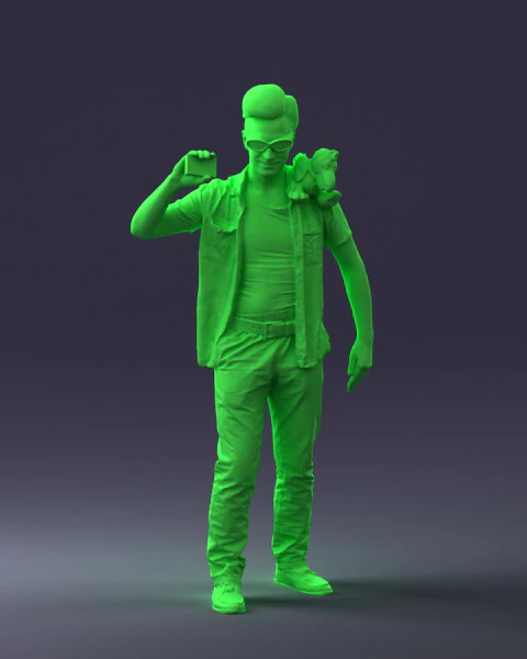 000304 Detektif dengan Parrot 1101 3dp Model Cetak 3D .c4d .max .obj .3ds .fbx .stl .blend 