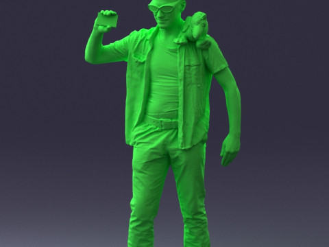 000304 Detective with Parrot 1101 3dp Model do druku 3D