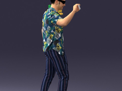 000304 Detective with Parrot 1101 3dp Model do druku 3D