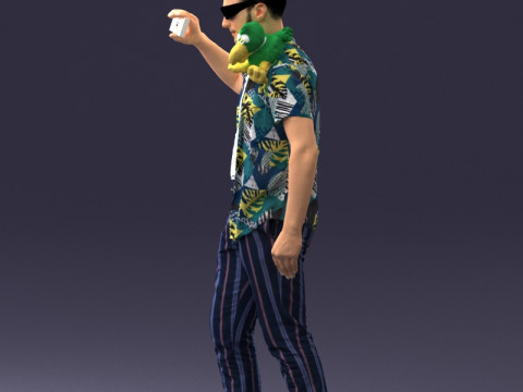 000304 Detective with Parrot 1101 3dp Model do druku 3D