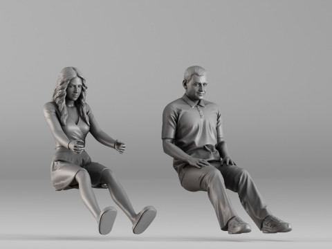S00106 3D Printable Pair of Seated Human Figures 3D 프린트 모델