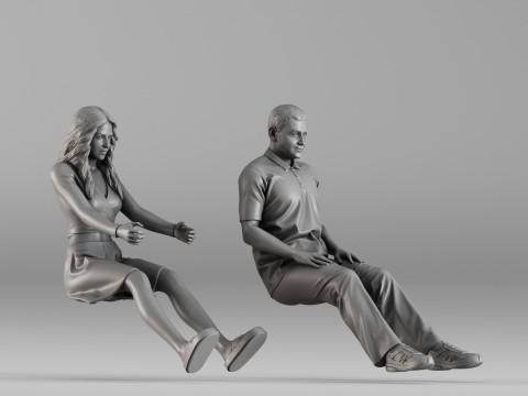 S00106 3D Printable Pair of Seated Human Figures 3D प्रिंट मॉडल