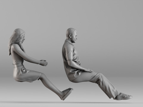 S00106 3D Printable Pair of Seated Human Figures 3D प्रिंट मॉडल