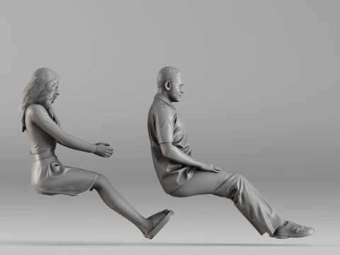 S00106 3D Printable Pair of Seated Human Figures 3D Print Model