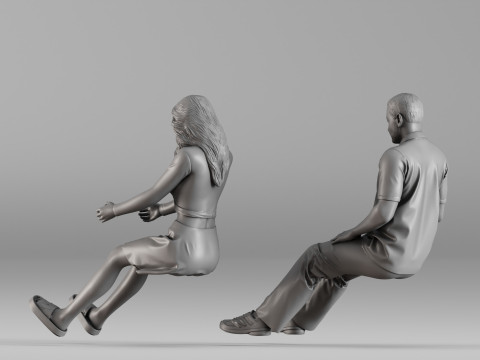 S00106 3D Printable Pair of Seated Human Figures 3D प्रिंट मॉडल