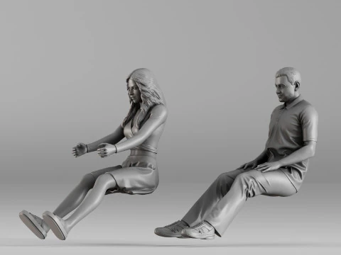 S00106 3D Printable Pair of Seated Human Figures 3D Print Model