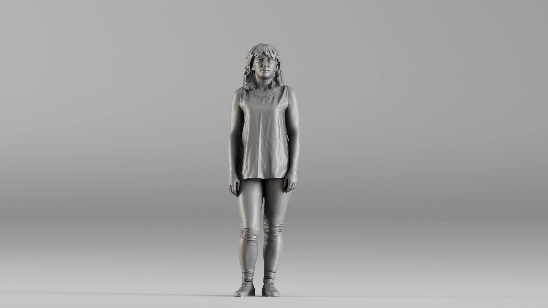 S00105 Mulher em p&eacute; em roupa casual Modelo de Impressão 3D .c4d .max .obj .3ds .fbx .stl .blend 