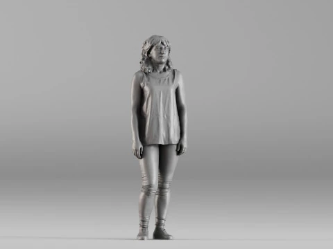 S00105 Mulher em p&eacute; em roupa casual Modelo de Impressão 3D