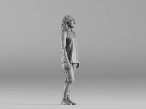 S00105 Mulher em p&eacute; em roupa casual Modelo de Impressão 3D