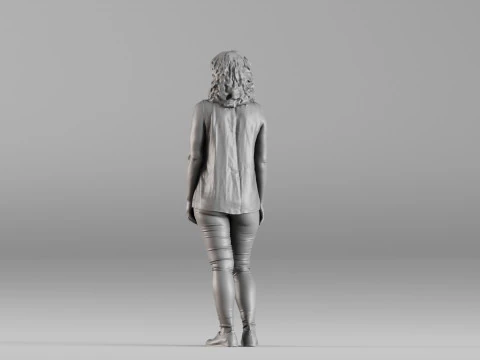 S00105 Mulher em p&eacute; em roupa casual Modelo de Impressão 3D