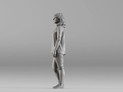 S00105 Mulher em p&eacute; em roupa casual Modelo de Impressão 3D
