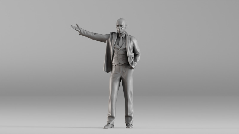 S00104 Zakenmanfiguur met uitgestrekte hand 3D printmodel .c4d .max .obj .3ds .fbx .stl .blend