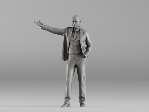 S00104 Businessman Figure with Outstretched Hand 3D Print Model