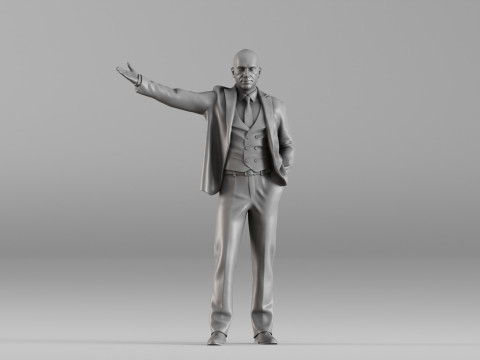 S00104 Zakenmanfiguur met uitgestrekte hand 3D printmodel