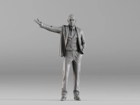 S00104 Businessman Figure with Outstretched Hand 3D Print Model
