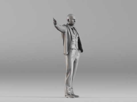 S00104 Zakenmanfiguur met uitgestrekte hand 3D printmodel