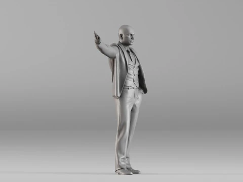 S00104 Businessman Figure with Outstretched Hand 3D Print Model