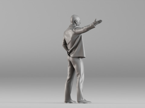 S00104 Zakenmanfiguur met uitgestrekte hand 3D printmodel