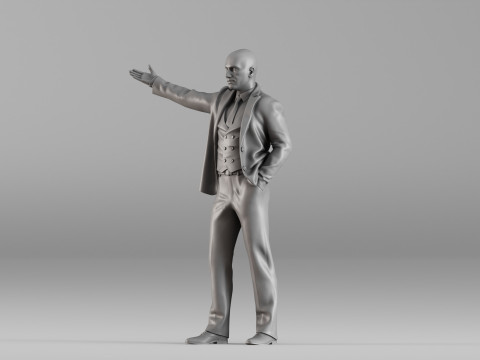 S00104 Zakenmanfiguur met uitgestrekte hand 3D printmodel
