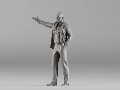 S00104 Businessman Figure with Outstretched Hand 3D Print Model