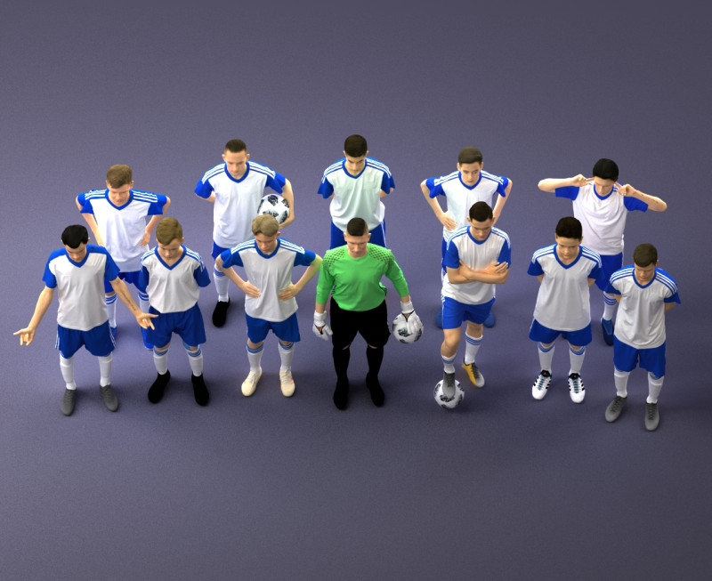 000320 Soccer Team Collection 3D Model .c4d .max .obj .3ds .fbx .stl .blend