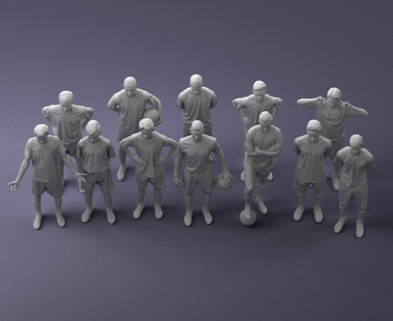 000320 Soccer Team Collection 3dp Modèles 3D en vedette .c4d .max .obj .3ds .fbx .stl .blend