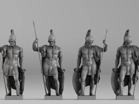 001659 Коллекция статуй древнего воина 3D Принт Модель