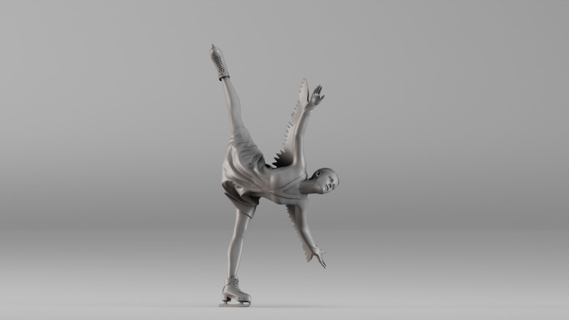 S00086 Figure Skater in Elegant Pose Modèles 3D en vedette .c4d .max .obj .3ds .fbx .stl .blend
