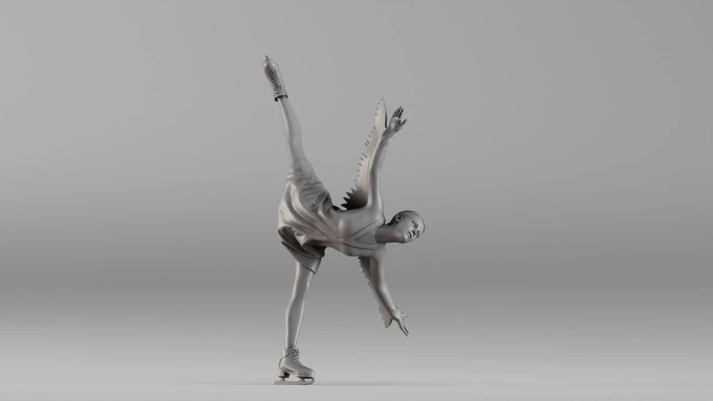 S00086 Figur Skater dalam Pose Elegan Model Cetak 3D .c4d .max .obj .3ds .fbx .stl .blend 