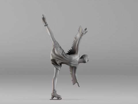 S00086 Figure Skater in Elegant Pose Modèles 3D en vedette