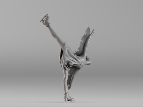 S00086 Figure Skater in Elegant Pose Modèles 3D en vedette