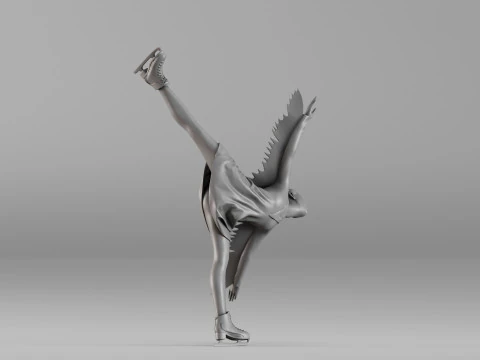 S00086 Figur Skater dalam Pose Elegan Model Cetak 3D