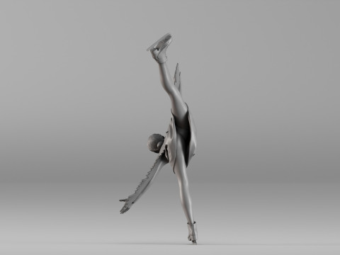 S00086 Figure Skater in Elegant Pose Modèles 3D en vedette