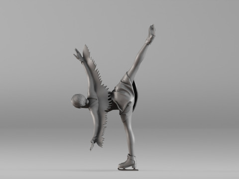 S00086 Figure Skater in Elegant Pose Modèles 3D en vedette