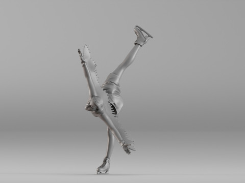 S00086 Figure Skater in Elegant Pose Modèles 3D en vedette