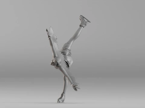 S00086 Figur Skater dalam Pose Elegan Model Cetak 3D